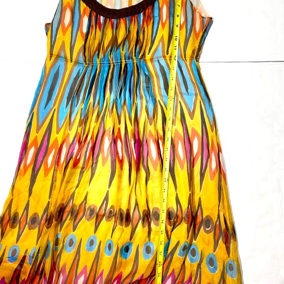 Tory Burch 100% Silk Multi-Colored Artsy Print Midi Woman’s Dress Size 8 - Picture 12 of 14